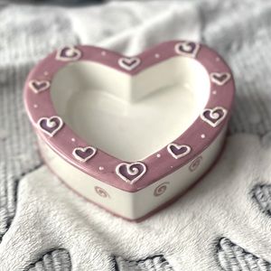 Old antique glass heart dish